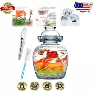 4.5L Snap-Seal Glass Pickling Jar with Pickle Clip - Perfect for Fermenting - Picture 1 of 9