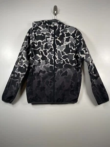 BNWT Adidas Mens Camo WB Hoodie Windbreaker Jacket DH4805 Black Gray Sz Small - Picture 1 of 23