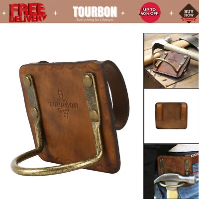 🔥TOURBON Leather Axe Handle Holster Hammer Hanger Tools Hatchet Belt Metal Loop