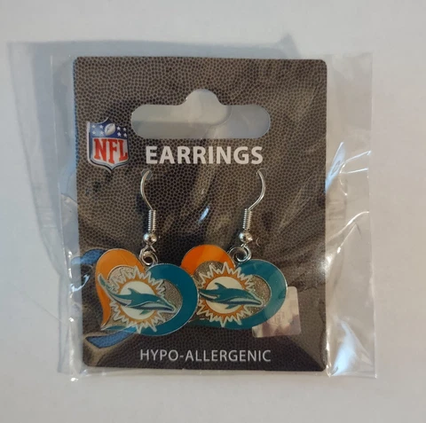 NFL Miami Dolphins Earrings Heart Dangle Cover