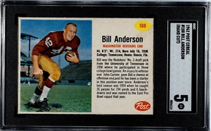 SGC 5 1962 Post Cereal Bill Anderson #188 Hand Cut SP Washington Redskins - Picture 1 of 3