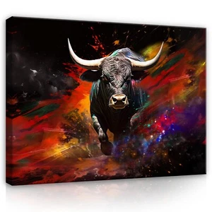 Leinwand Bilder Stier Kuh Abstrakt Wohnzimmer Modern Leinwandbild Wandbilder - Bild 1 von 7