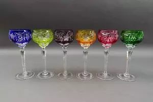 Nachtmann Traube Cut To Clear Crystal 8 1/8" Tall Wine Hock Glasses Set Of 6 - Picture 1 of 7