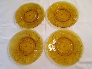 Vintage Set of 4 Indiana Glass Amber Tiara Sandwich Salad Plates 6" - Picture 1 of 5