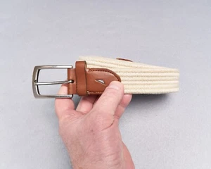Nautica Stretch Belt Mens Sz 40 Nickel Buckle Leather Trim Golf Casual - Picture 1 of 12