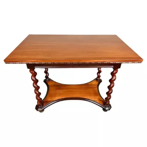 19th Century Barley Twist Mahogany Desk Console or Library Table by Imperial Cover