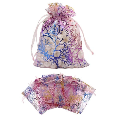 3X4 4X6 5X7in Coralline Organza Gift Bags Wedding Party Jewelry Candy Pouch Pink - Image 1 of 4