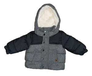 H&M Baby Puffer Grey Hooded Lined Puffer Jacket Coat - Size 6 Months - Picture 1 of 7