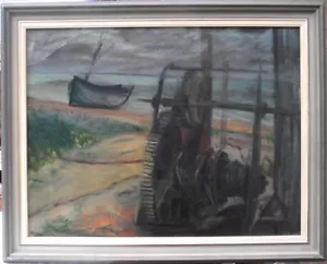 Oil on Canvas Hythe Beach Scene Margaret Gauss-Keown - Picture 1 of 6