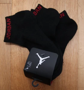 Air Jordan Boy 3 Pair Low Cut Socks ~ Black & Red ~ Size Small ~ - Picture 1 of 2