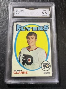 1971 Topps Bobby Clarke #114 Hockey Trading Card GMA Graded EX+ 5.5 - Picture 1 of 6