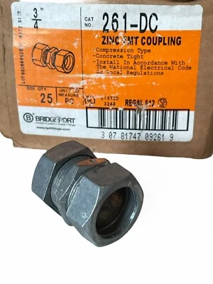 Acoplamiento diecast hermético Bridgeport #261DC 3/4" EMT de hormigón, paquete de 25 piezas Foto 1 de 4