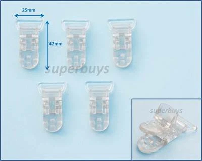 5 piezas de plástico transparente con tirantes babero chupete correas correas clips hebillas cinta KAM Foto 1 de 3