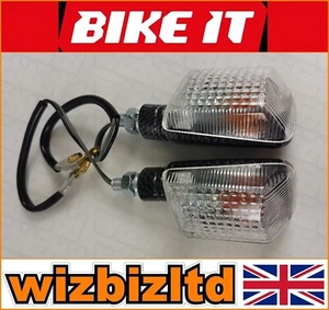 Mini indicadores universales Bikeit cortos de carbono con marca E con lente transparente INDMSCBNT - Imagen 1 de 12