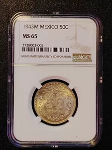 1943m Mexico 50C MS65 - Picture 1 of 3