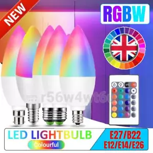 E14/E27/B22 LED Bulb Smart Indoor Neon Sign RGB Light Bulbs Remote Dimmable Lamp - Picture 1 of 11