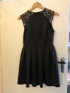 ASOS Petite 10 Black Lace Trim Skater Dress - Picture 1 of 3