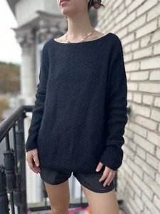 SEZANE Sweater Pullover Kid Mohair Alpaca Black Size M - Picture 1 of 7