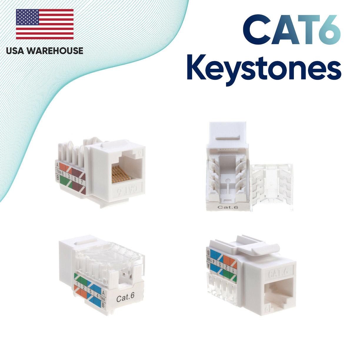 Jack Keystone Snap-in Red Lote De 25 Jack RJ45 Cat6 Blanco - Tipo