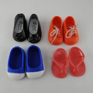 Puppenschuhpaket 4 Paar 18 Zoll American Girl Puppen rot schwarz blau Sandalen Turnschuhe - Bild 1 von 12