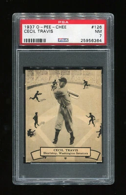 CECIL TRAVIS 1937 O-PEE-CHEE #126 - PSA 7 NM - WASHINGTON SENATORS OPC - Image 1 of 2