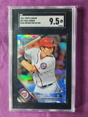 2016 Trea Turner Topps Chrome Blue Refractor #32 Rookie RC #/150 Mint SGC 9.5 - Image 1 of 2