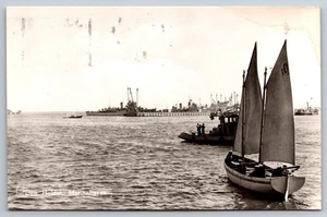 Postcard RPPC Sea Naval Harbour Den Helder Netherlands Holland Posted 1959 - Picture 1 of 2