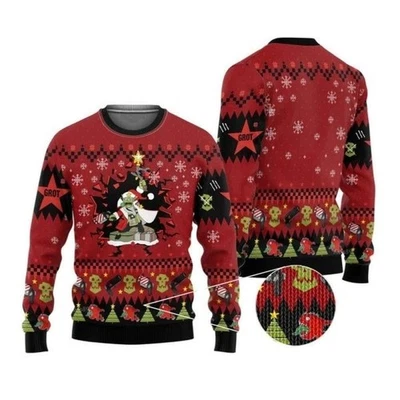 Armed And Dangerous Red Gobbo Iconic Ugly Christmas Sweater - Christmas Gift - Image 1 of 4