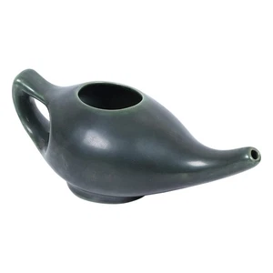 Ceramic Jal Neti Pot for Nasal Cleansing, Nose congestion (220 ML, Olive Green) - Picture 1 of 5