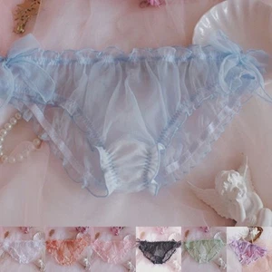 Bragas de bikini de gasa para mujer bragas de encaje transparente con elegante diseño de lazo - Imagen 1 de 11