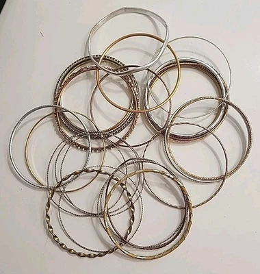 Lote de 25 Pulseras Brazaletes Apilables Tonificado Dorado/Plata TODO METAL LEER Foto 1 de 4