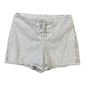 Amy Byer Shorts LG 14 White Lace Lace-Up Back Zipper Fully Lined Feminine Summer - Picture 1 of 7