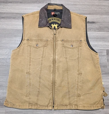 Kakadu Traders Para hombres Australia Chaleco de Lona Cuero Cuello Chaleco Talla XXL Foto 1 de 4