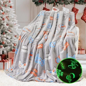 Glow in The Dark Blanket Gaming Gifts for Boys Controller Throw Gamer Blanket... - Picture 1 of 7