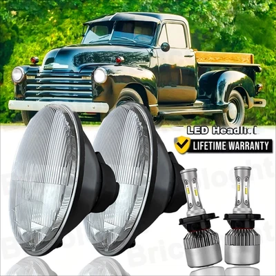 Par de faros LED Halo DRL 7 pulgadas aptos para camioneta Chevrolet G10 G20 1947-1957 Foto 1 de 4