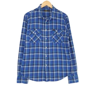 Vintage Lee Men Shirt Plaid Flannel Snap Buttons Lumberjack Pi1 Size L - Picture 1 of 8