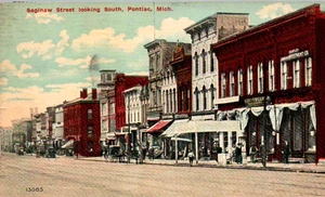 Pontiac, Michigan - Geschäft in der Innenstadt in der Saginaw Street - 1913 - Bild 1 von 2