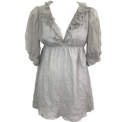 Vestido Babydoll Amanda Uprichard Barneys NY Seda Imperio Cintura Manga Abullonada Mini XS Foto 1 de 4