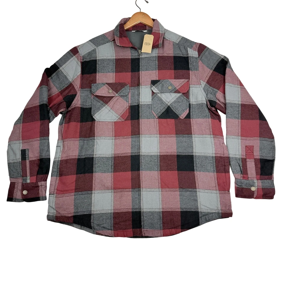 Nueva Camisa Chaqueta a Cuadros Forrada de Vellón Field & Stream Para Hombre Grande Roja a Cuadros Foto 1 de 4
