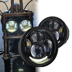 Pair 4.65 Inch LED Headlight For Harley Dyna Fat Bob FXDF Hi/Low Beam Lamp - Picture 1 of 12