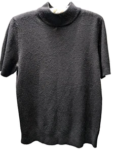 Requirements Mock-neck Short sleeve pullover sweater black Womens size M - Picture 1 of 7