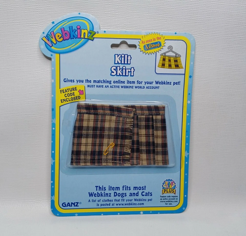 Webkinz Clothing Brown Plaid Kilt Skirt Clothes Online Code GANZ