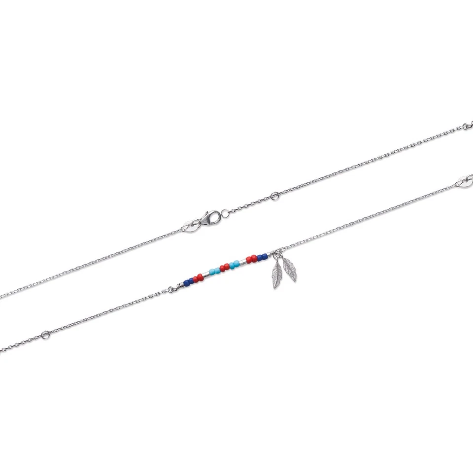 Bracciale Con Piume E Pietre Di Colore Argento Massiccio 925/1000 - Immagine 1 di 2