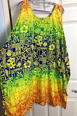 RIMA Beach 均码 OS 黄色红色蓝色彩虹夏威夷侧领带游泳遮盖 — 第 1/4 张图片