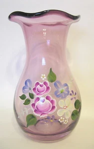 Teleflora Amethyst Glass Floral Vase Fenton Designed 7 to 8 inch Signed - Bild 1 von 1
