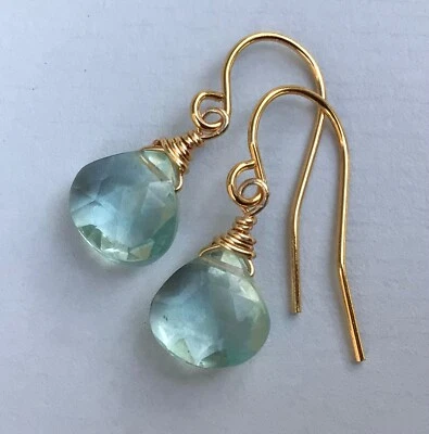 NEW SUNDANCE CHARM AQUAMARINE EARRINGS HANDCRAFTED GOLD PLATED ARTISAN HANDMADE - Image 1 of 4