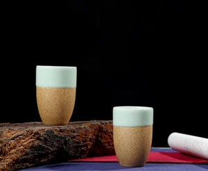Chinese Celadon Ceramic Tea Cup Handmade Teacup 250ml Drinkware Cofffee Espresso - Picture 1 of 24