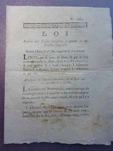 1er mai 1792 / Secours provisoire à accorder à des maisons religieuses - Picture 1 of 2