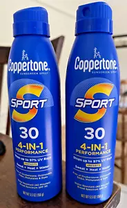 Lot of 2 Coppertone Sport Sunscreen Sunblock Spray SPF 70 5.5 Oz protector solar - Picture 1 of 4