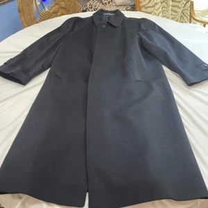 Saks Fifth Avenue Navy Blue Wool Cashmere Trench Coat Size 48 - Picture 1 of 10